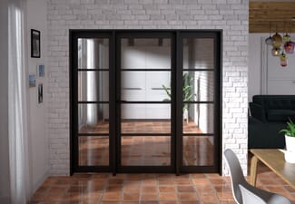 2070x2021x133mm Kensington Black 4L Glazed Prefinished Internal Door with Sidelights