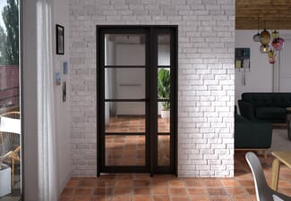 1057x2021x133mm Kensington Black 4L Glazed Prefinished Internal Door with Sidelight