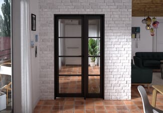 1171x2021x133mm Kensington Black 4L Glazed Prefinished Internal Door with Sidelight