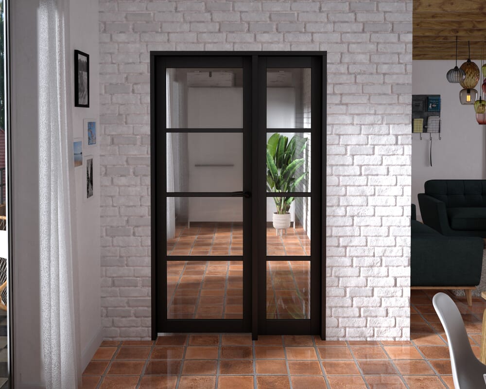 1209x2021x133mm Kensington Black 4L Glazed Prefinished Internal Door with Sidelight