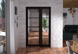 1209x2021x133mm Kensington Black 4L Glazed Prefinished Internal Door with Sidelight