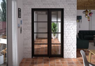 1285x2021x133mm Kensington Black 4L Glazed Prefinished Internal Door with Sidelight