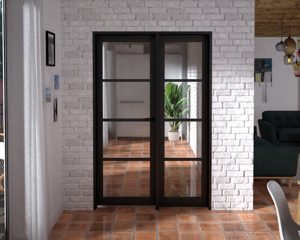 1325x2021x133mm Kensington Black 4L Glazed Prefinished Internal Door with Sidelight