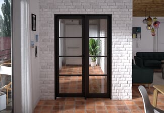 1325x2021x133mm Kensington Black 4L Glazed Prefinished Internal Door with Sidelight