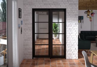 1362x2021x133mm Kensington Black 4L Glazed Prefinished Internal Door with Sidelight