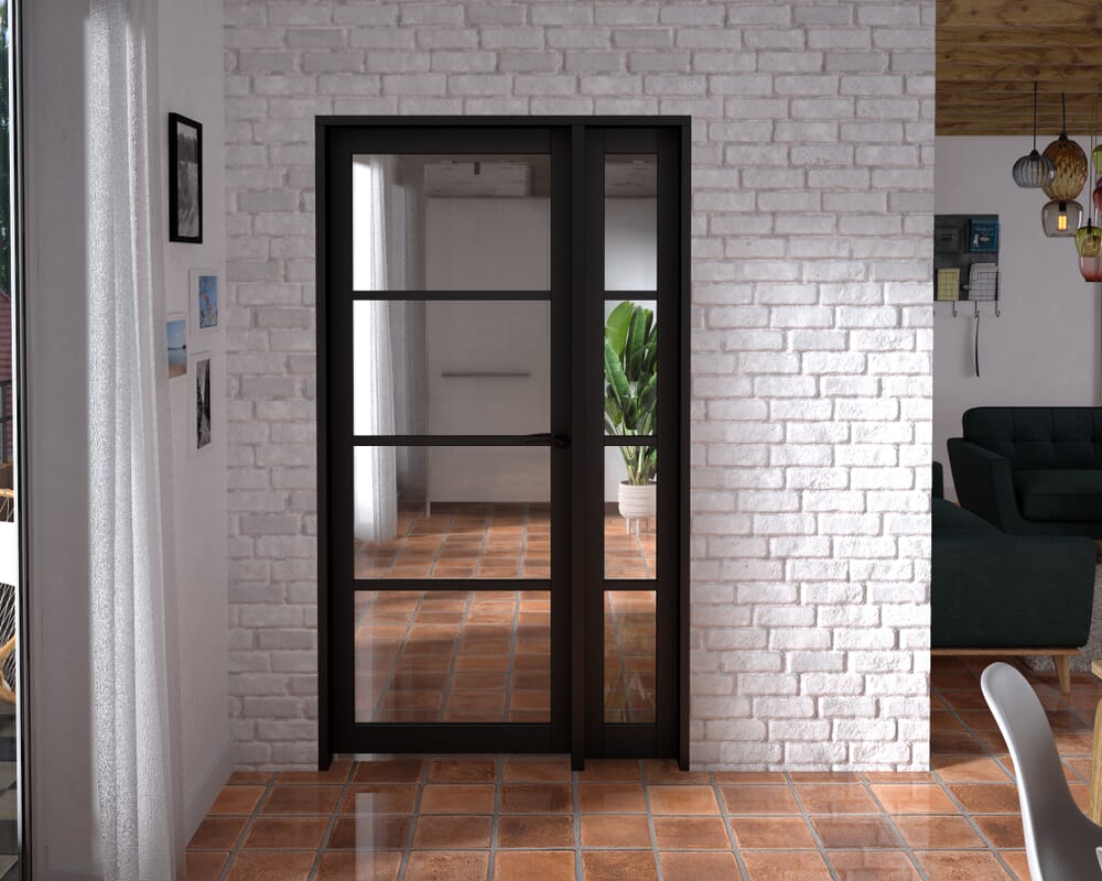 1133x2021x133mm Kensington Black 4L Glazed Prefinished Internal Door with Sidelight
