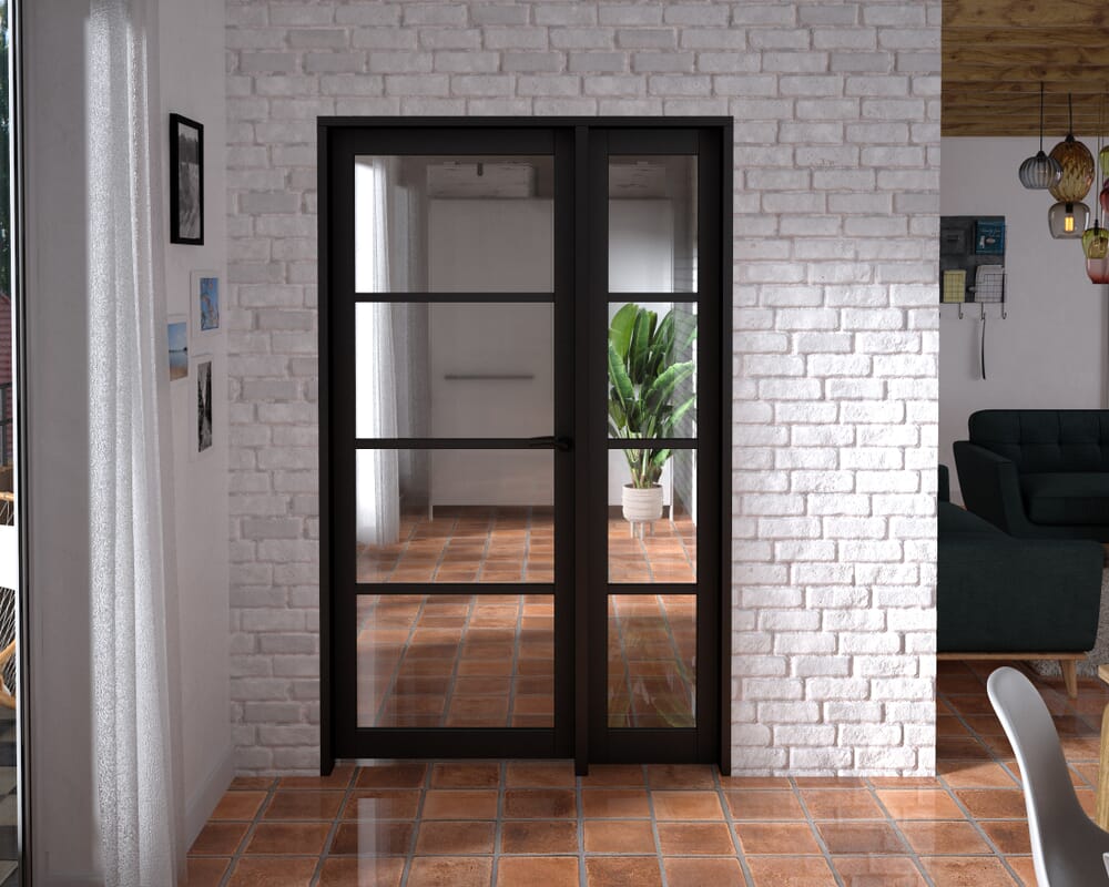 1247x2021x133mm Kensington Black 4L Glazed Prefinished Internal Door with Sidelight