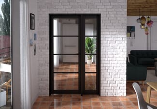 1247x2021x133mm Kensington Black 4L Glazed Prefinished Internal Door with Sidelight