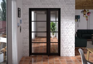 1285x2021x133mm Kensington Black 4L Glazed Prefinished Internal Door with Sidelight
