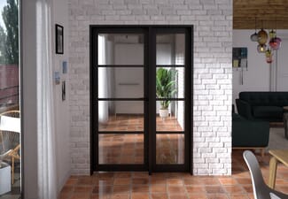 1361x2021x133mm Kensington Black 4L Glazed Prefinished Internal Door with Sidelight
