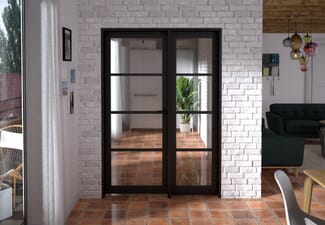 1401x2021x133mm Kensington Black 4L Glazed Prefinished Internal Door with Sidelight