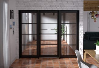 2448x2021x133mm Kensington Black 4L Glazed Prefinished Internal Door with Sidelights