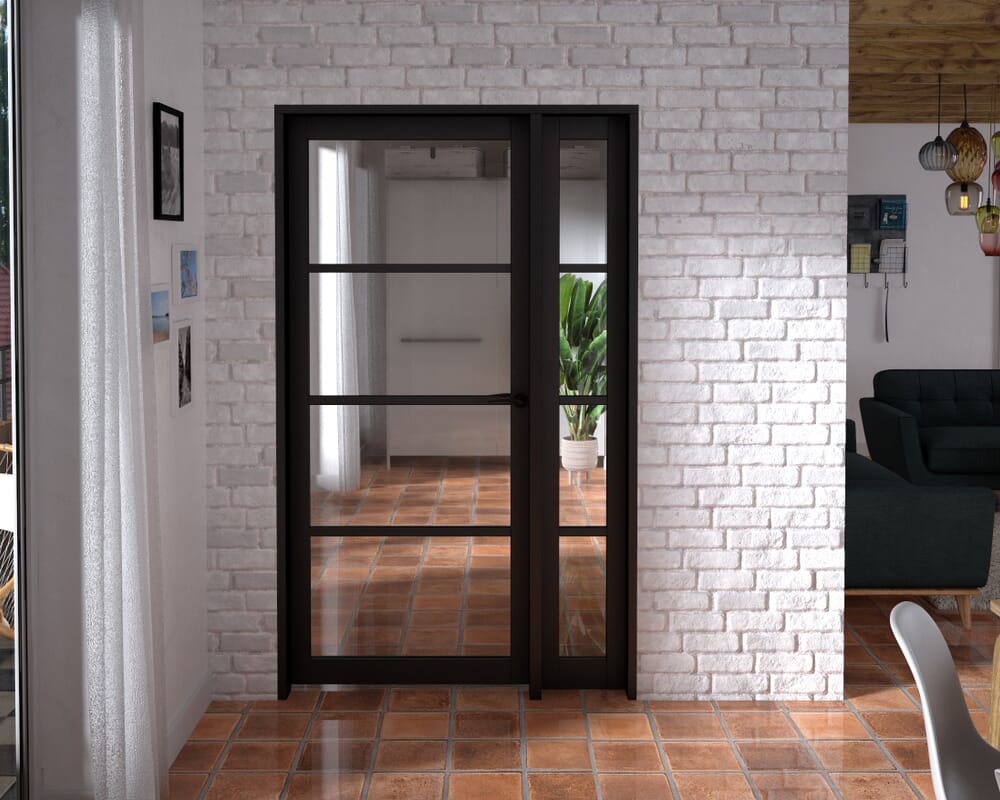 1209x2021x133mm Kensington Black 4L Glazed Prefinished Internal Door with Sidelight