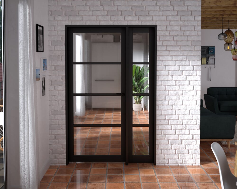 1285x2021x133mm Kensington Black 4L Glazed Prefinished Internal Door with Sidelight