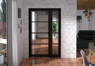 1285x2021x133mm Kensington Black 4L Glazed Prefinished Internal Door with Sidelight