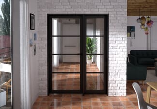 1477x2021x133mm Kensington Black 4L Glazed Prefinished Internal Door with Sidelight