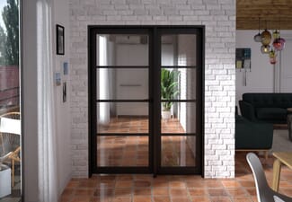 1514x2021x133mm Kensington Black 4L Glazed Prefinished Internal Door with Sidelight