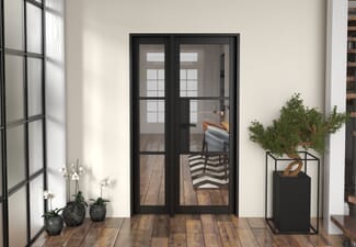 1171x2021x133mm Heritage Black Clear Glazed - Prefinished Internal Door with Sidelight
