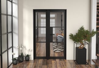 1285x2021x133mm Heritage Black Clear Glazed - Prefinished Internal Door with Sidelight