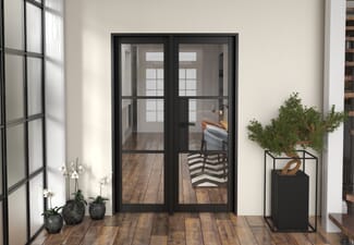 1362x2021x133mm Heritage Black Clear Glazed - Prefinished Internal Door with Sidelight