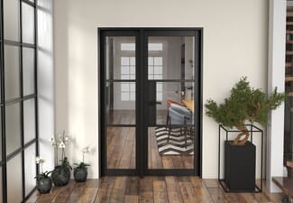 1361x2021x133mm Heritage Black Clear Glazed - Prefinished Internal Door with Sidelight