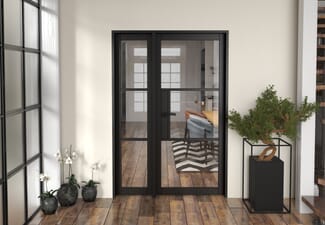 1361x2021x133mm Heritage Black Clear Glazed - Prefinished Internal Door with Sidelight
