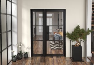 1437x2021x133mm Heritage Black Clear Glazed - Prefinished Internal Door with Sidelight