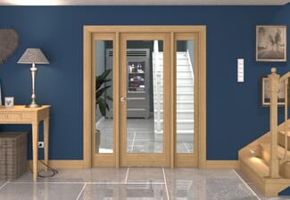 1610x2021x133mm Oak P10 Clear Glazed Internal Door with Sidelights