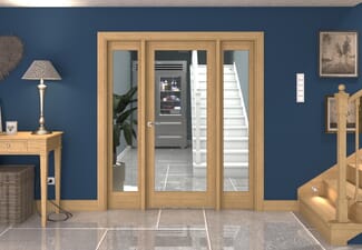 1762x2021x133mm Oak P10 Clear Glazed Internal Door with Sidelights