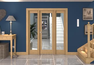 1686x2021x133mm Oak P10 Clear Glazed Internal Door with Sidelights