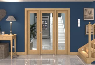 1838x2021x133mm Oak P10 Clear Glazed Internal Door with Sidelights