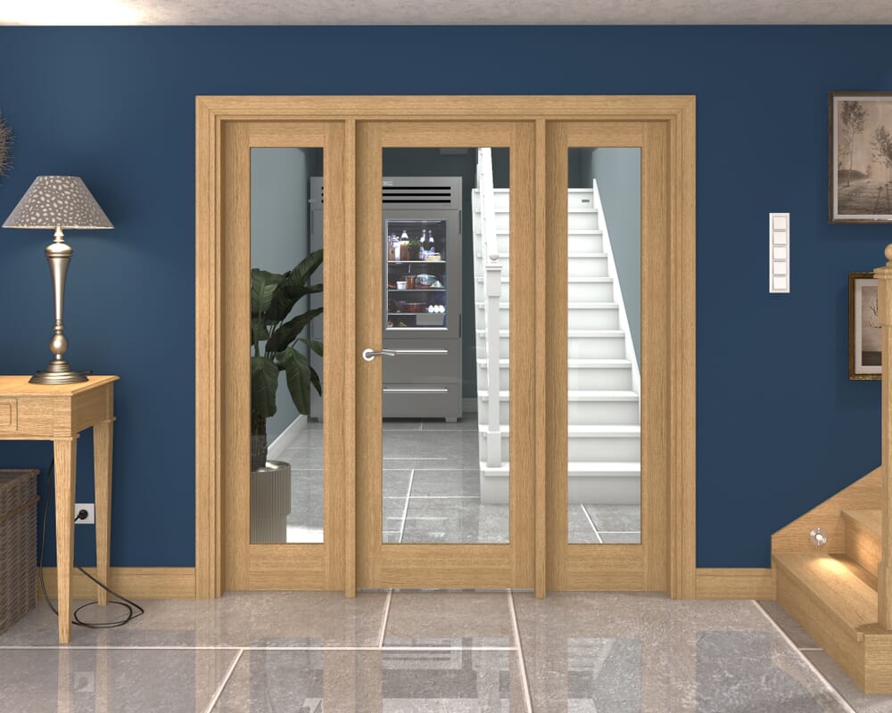1914x2021x133mm Oak P10 Clear Glazed Internal Door with Sidelights