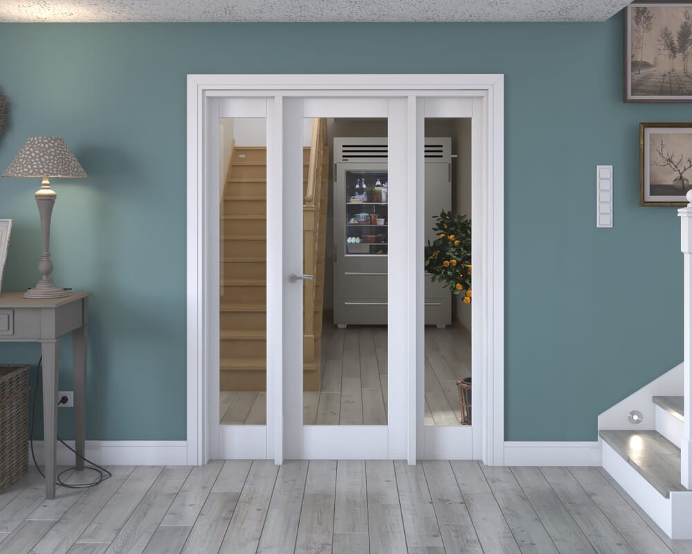 1534x2021x133mm White P10 Clear Glazed Internal Door with Sidelights
