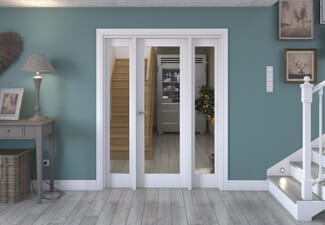 1534x2021x133mm White P10 Clear Glazed Internal Door with Sidelights