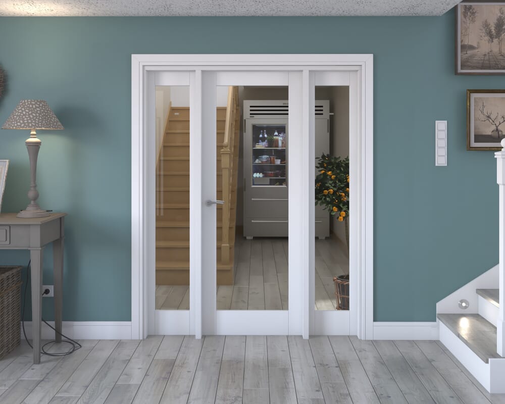 1610x2021x133mm White P10 Clear Glazed Internal Door with Sidelights