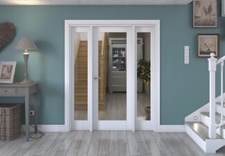 1610x2021x133mm White P10 Clear Glazed Internal Door with Sidelights