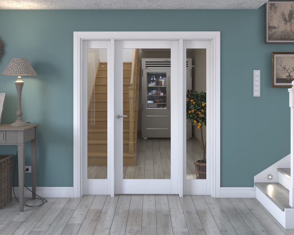 1686x2021x133mm White P10 Clear Glazed Internal Door with Sidelights