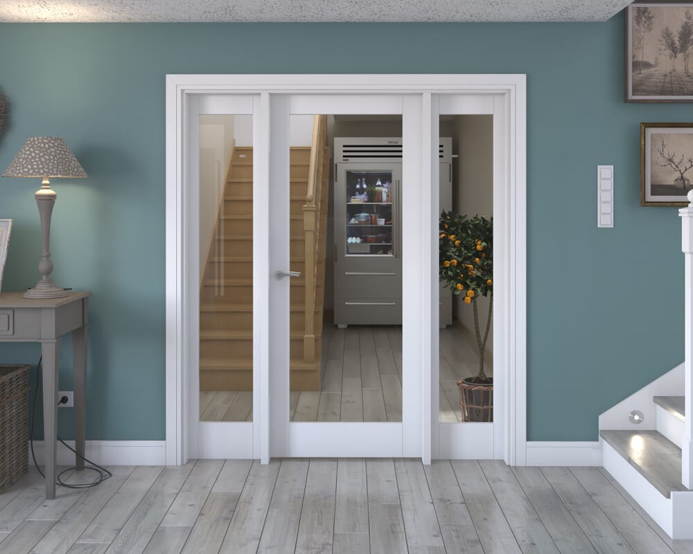 1762x2021x133mm White P10 Clear Glazed Internal Door with Sidelights