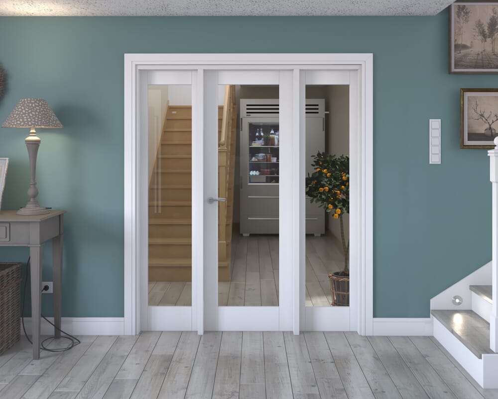 1686x2021x133mm White P10 Clear Glazed Internal Door with Sidelights