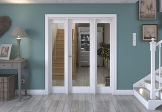 1686x2021x133mm White P10 Clear Glazed Internal Door with Sidelights