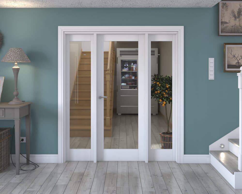 1762x2021x133mm White P10 Clear Glazed Internal Door with Sidelights