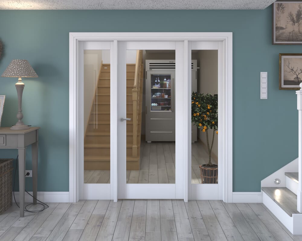 1838x2021x133mm White P10 Clear Glazed Internal Door with Sidelights
