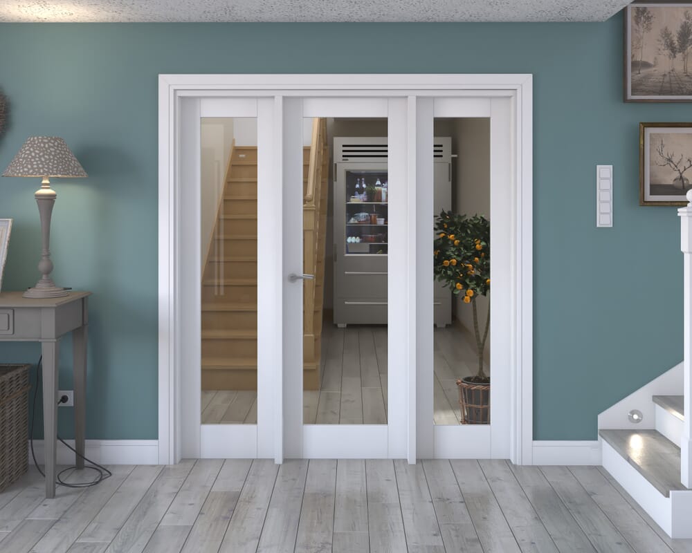 1838x2021x133mm White P10 Clear Glazed Internal Door with Sidelights