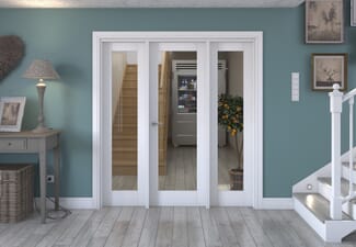 1838x2021x133mm White P10 Clear Glazed Internal Door with Sidelights
