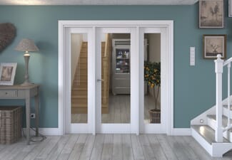 1914x2021x133mm White P10 Clear Glazed Internal Door with Sidelights