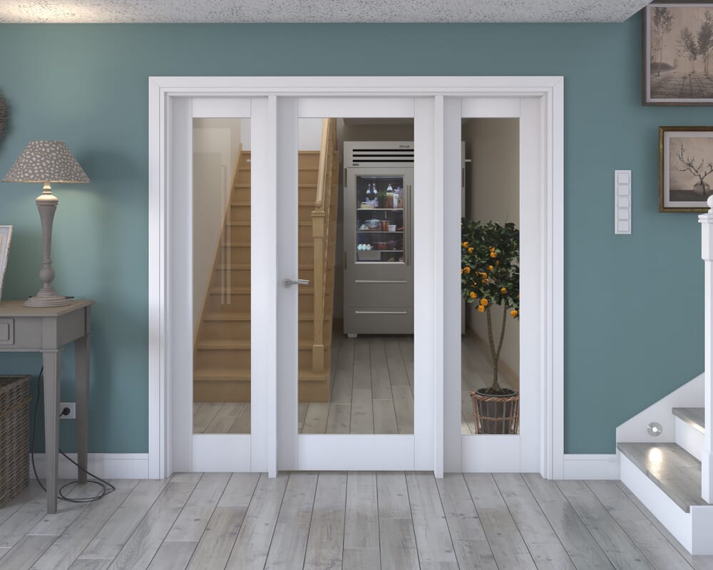 1990x2021x133mm White P10 Clear Glazed Internal Door with Sidelights