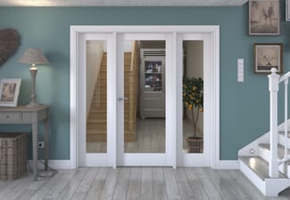 1990x2021x133mm White P10 Clear Glazed Internal Door with Sidelights