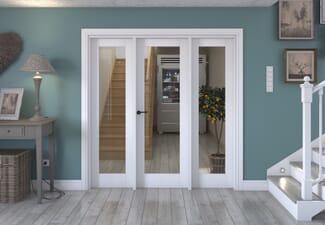 1918x2021x133mm White P10 Clear Glazed Internal Door with Sidelights