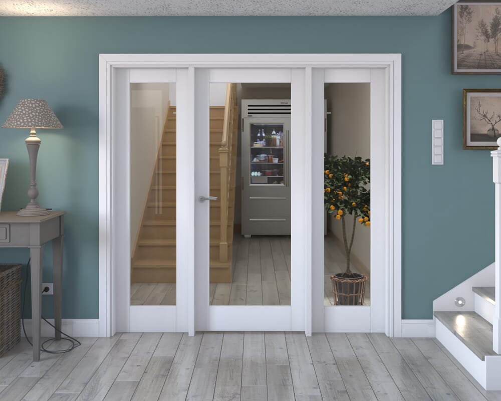 2070x2021x133mm White P10 Clear Glazed Internal Door with Sidelights