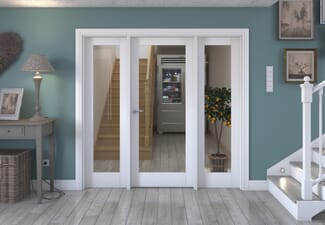 2070x2021x133mm White P10 Clear Glazed Internal Door with Sidelights